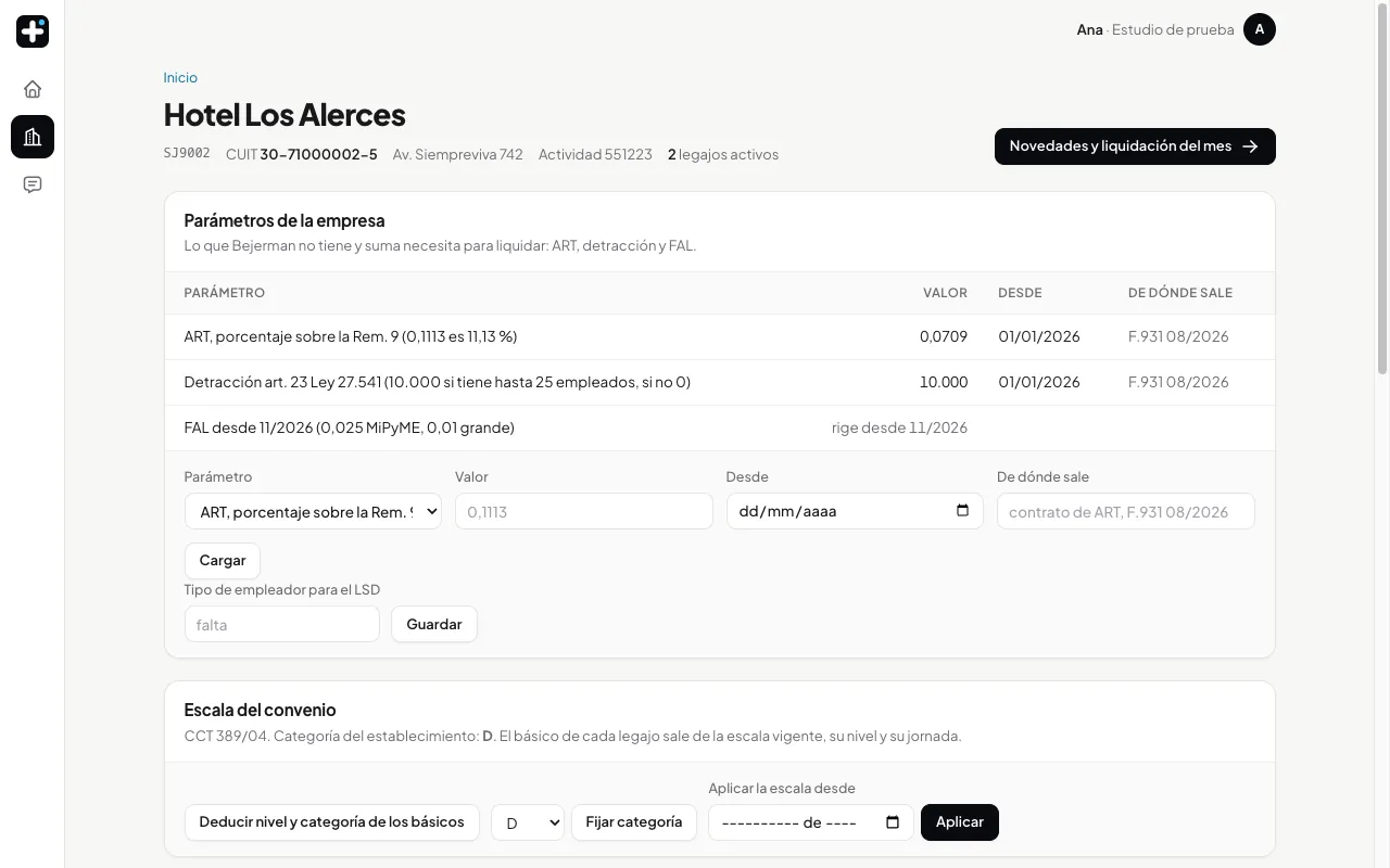 Una empresa en la app: legajos, agenda y liquidaciones